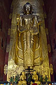 Ananda temple Bagan, Myanmar. The 9-meter-high images of standing Buddha. 